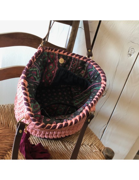 Panier "Melissa" • Collection Les fonds sans fin • Eä Créations • Panier crochet anse cuir femmes fait main