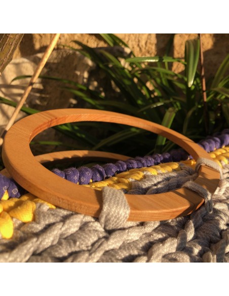 Panier "Hemera" • Collection Woody • Eä Créations •  crochet anse bois femme fait main