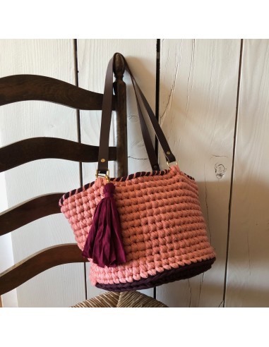 Panier "Melissa" • Collection Les fonds sans fin • Eä Créations • Panier crochet anse cuir femmes fait main